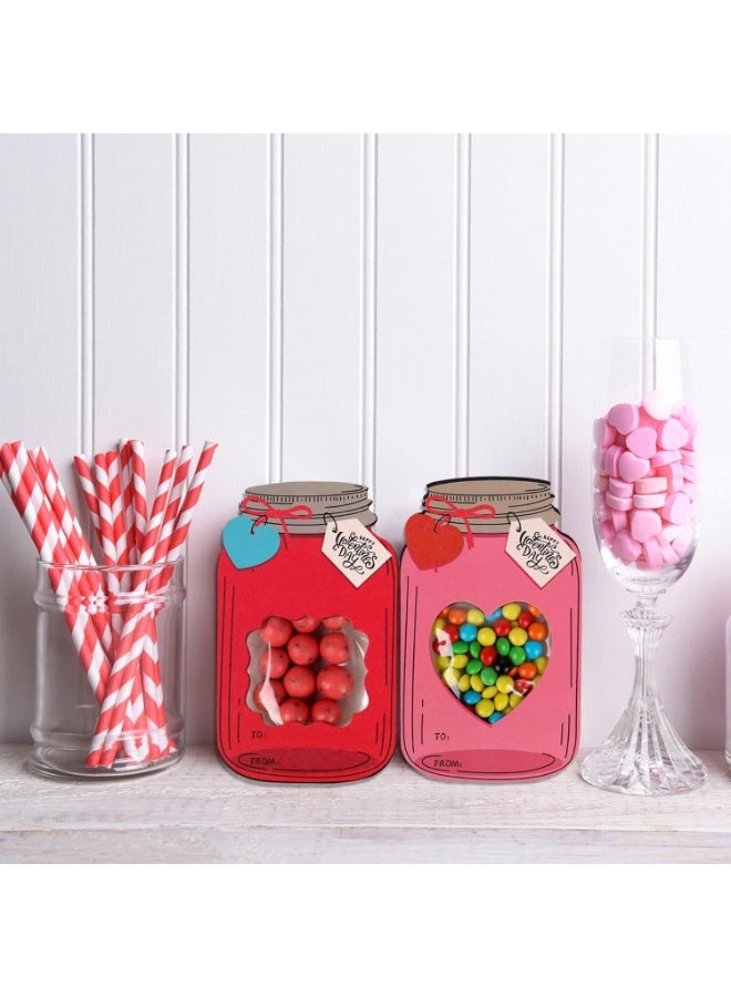 PINKE 25 Pack Valentines Cards, Mason Candy Jar Happy Valentines Day Cards, Funny Valentine Gifts for Classroom, Kids Valentines Day Cards for School Exchange Party Favors - Image 4